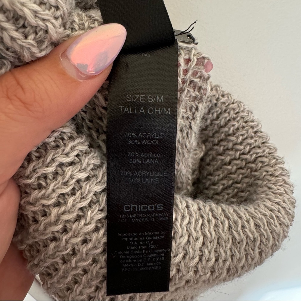 Chico’s Black Label Gray Turtleneck Open Poncho Sweater - Picture 6 of 6